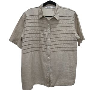 Ravel Womans 100% Ramie Button Down Shirt, XL